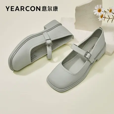 意尔康官方正品女鞋复古低跟舒适休闲平底软底玛丽珍鞋图片