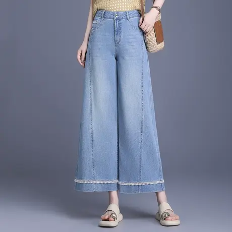 阔腿牛仔裤女2025新款夏季高腰宽松大码显瘦九分裤垂感薄款休闲裤商品大图