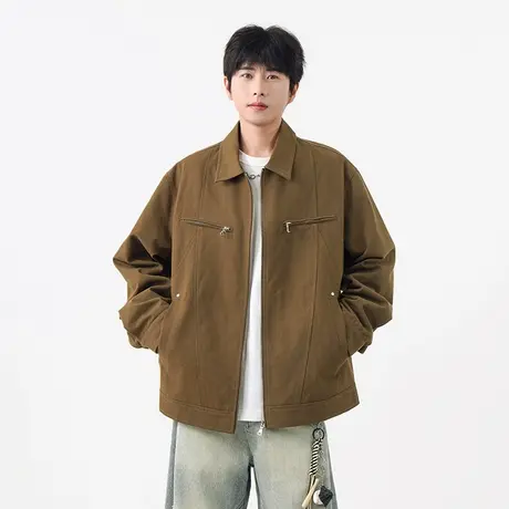 回力水洗工装cleanfit外套男士春秋季2025新款美式翻领哈灵顿夹克商品大图