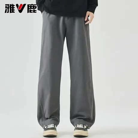 雅鹿休闲裤男 2026春秋季新款阔版宽松工装弯刀裤纯棉百搭长裤男商品大图