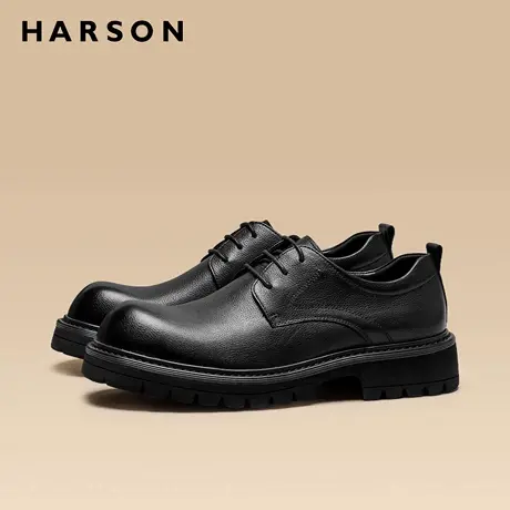 哈森男鞋春季新款大头德比鞋厚底男士皮鞋男新郎结婚鞋时尚休闲鞋商品大图