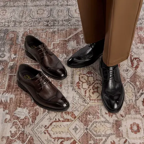 奥康 男鞋2025秋季德比鞋男士真皮舒适系带皮鞋门店发货商品大图