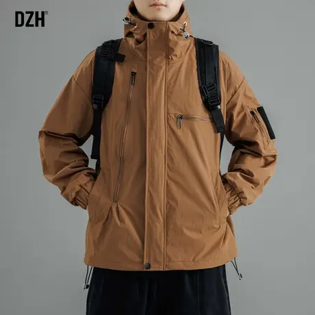 男士连帽冲锋衣男春秋季工装夹克男款2023新款登山服潮牌防风外套商品大图
