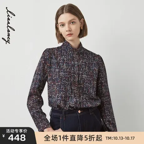 LANCY/悦朗姿冬季新款衬衫女小香风宽松飘带宽松女士衬衣商品大图