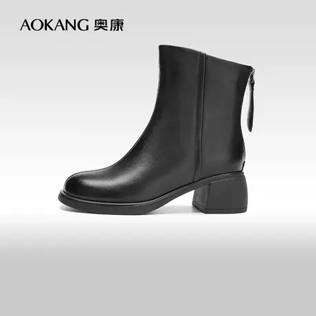 【门店发货】奥康女鞋 冬季新款真皮女士时装靴百搭瘦瘦靴商品大图