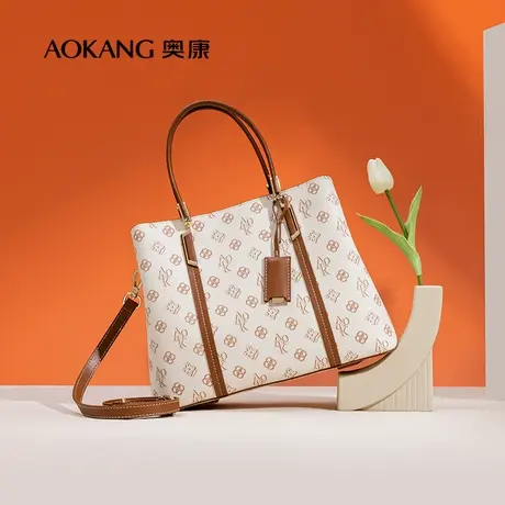 奥康女士手提包2023新款时尚复古印花大容量手提单肩包潮流妈妈包商品大图