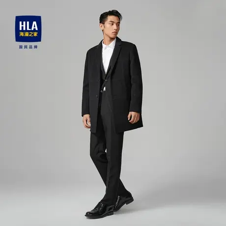 HLA/海澜之家2023含羊毛格子大衣冬款商务有型保暖舒适时尚外套男商品大图