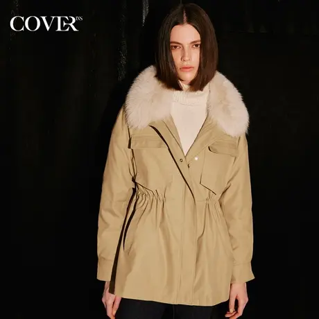 COVER冬季狐狸毛领桑蚕丝内胆派克服图片