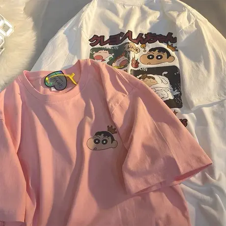 是小xin啊-重磅纯棉小众情侣T恤2023年夏季宽松半袖短袖t恤女上衣商品大图