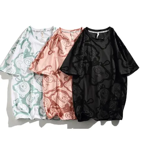 2023年春夏季新款情侣女装小熊设计感小众上衣ins潮流宽松短袖t恤商品大图