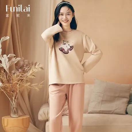 富妮来秋冬睡衣女士2022年新款舒适透气加绒长袖可外穿家居服套装商品大图