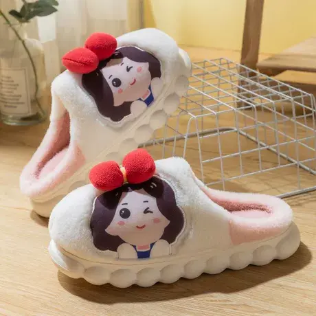 秋冬季可爱卡通棉拖鞋女厚底加绒保暖踩屎感ins小众设计感居家鞋商品大图