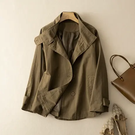 享永子有型有调性 西装领中长款风衣外套气质休闲百搭2023新款秋商品大图