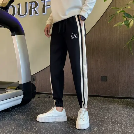 秋季时尚休闲潮牌哈伦束腿裤条纹ins个性学生运动卫裤简约哈伦裤商品大图