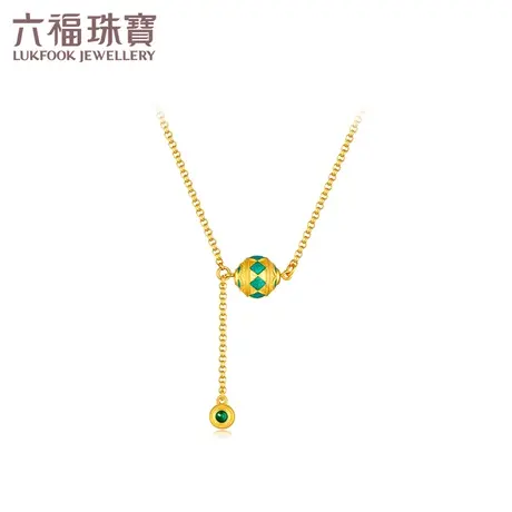 六福珠宝福满传家复古圆珠黄金项链女足金路路通计价F63TBGN0045图片