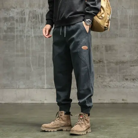 潮流时尚百搭束脚裤子男款户外纯棉工装裤大码宽松裤子男款潮流男商品大图