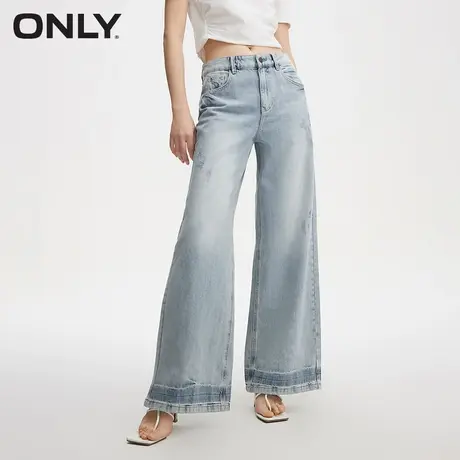 ONLY2024春季新款休闲百搭宽松破洞显瘦阔腿牛仔裤女|124132066商品大图