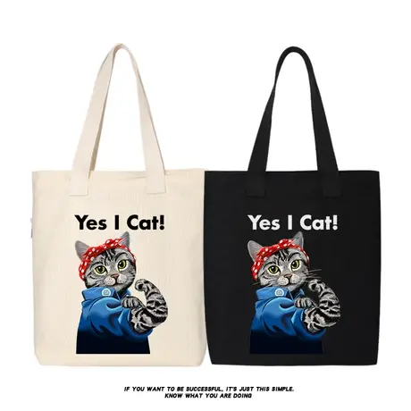 小学生手提袋拎书袋女孩补习袋补课包可爱小猫夏帆布包单肩斜挎包商品大图