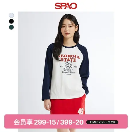 SPAO韩国同款2024年春季新款女士休闲时尚长袖圆领T恤SPLWE11G80图片