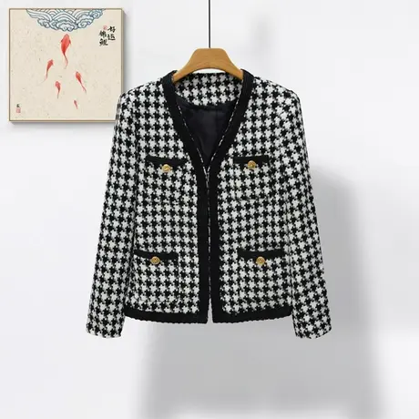 伊自尚2023新款女装韩版大码秋季气质名媛小香风开衫短外套女5807商品大图