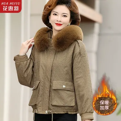 妈妈冬装派克服外套中长款中老年棉衣女秋冬短款中年加厚羽绒棉服商品大图
