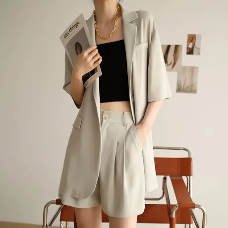 短袖西装外套女薄款休闲气质高级感上衣西服套装女空调衫商品大图
