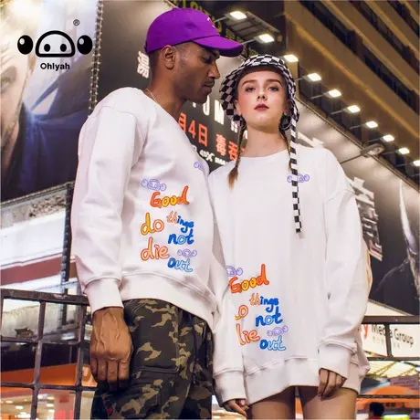 卡通小猪可爱早秋情侣中性风潮牌嘻哈圆领卫衣外套女国潮oversize商品大图