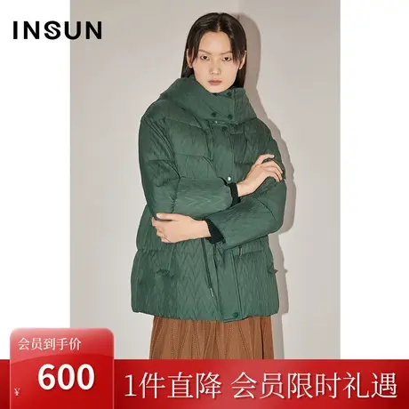 恩裳COVER冬2022经典一手长3D立体褶皱肌理保暖白鸭绒羽绒服商品大图