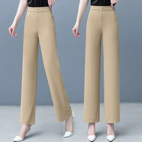 冰丝垂感西装裤女2023夏季新款高腰显瘦休闲裤韩版宽松窄版阔腿裤图片