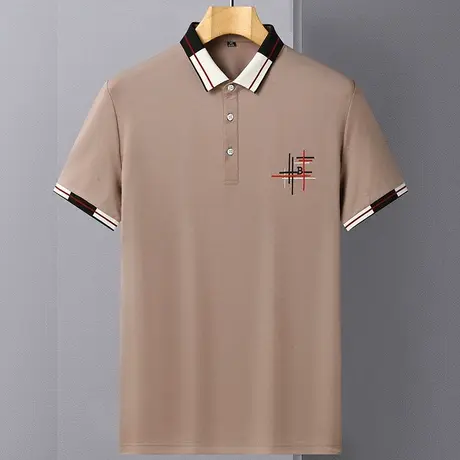 夏季短袖t恤男潮流翻领POLO衫男士中青年棉冰丝薄款体恤上衣服图片