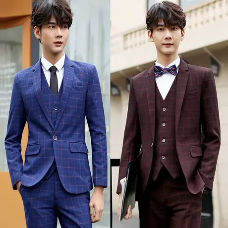 2021西服套装男三件套青年修身西装职业装男士商务休闲韩版小西装商品大图