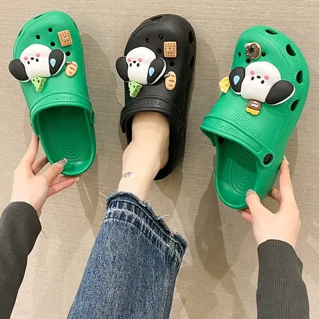 洞洞鞋女夏季可爱小狗厚底踩屎感防滑沙滩凉鞋网红外穿包头凉拖鞋商品大图