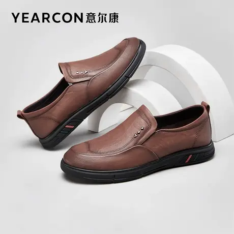 意尔康皮鞋男2023年秋季新款真皮软底驾车男士中老年爸爸休闲单鞋商品大图