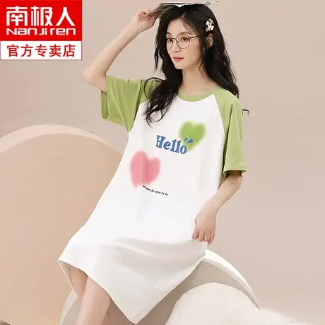 纯棉睡衣女夏天女士2023新款可爱网红风薄款夏季睡裙女款孕妇大码商品大图