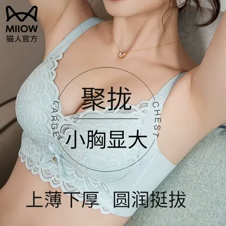 猫人内衣女小胸聚拢调整型侧收副乳防下垂无钢圈蚕丝内衣夏天薄款商品大图