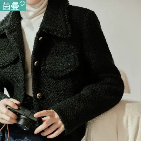 茵曼官方旗舰店羊毛呢小香风短外套女2023秋冬季新款短款夹克上衣商品大图