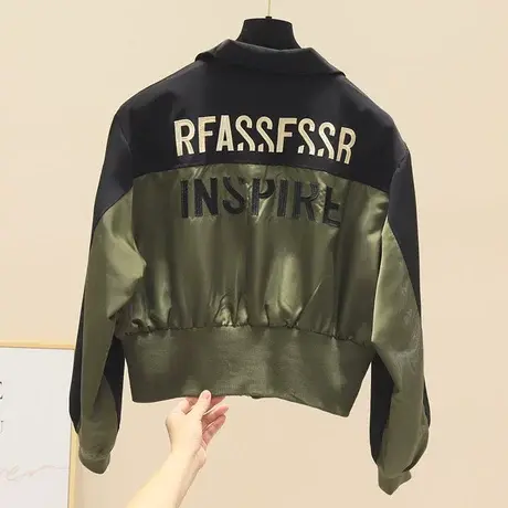 小众设计感西装领拼接短外套女早秋新款字母刺绣短款夹克上衣潮商品大图