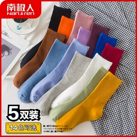 纯色袜子女长筒袜ins潮中筒袜网红堆堆袜长袜棉袜百搭时尚秋冬季商品大图