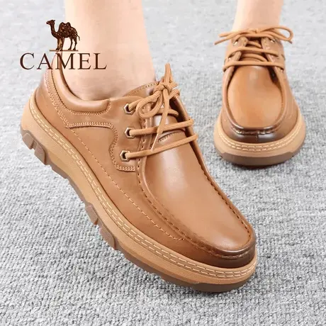 Camel/骆驼男鞋春秋季款品系带真牛皮新低帮正单男士户外休闲鞋子商品大图