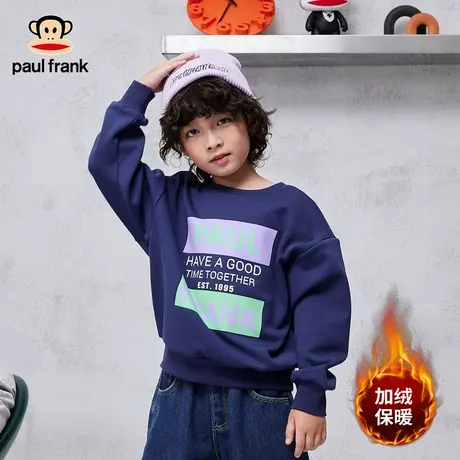 大嘴猴童装儿童加绒卫衣男童2023秋冬新品中大童女童保暖套头上衣商品大图