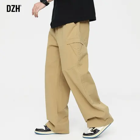 男士卡其色直筒休闲裤男潮流韩版2023新款秋冬新款男裤工装裤长裤商品大图