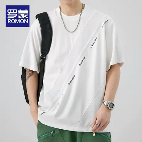 罗蒙男士休闲t恤衣服2025新款夏季薄款圆领中青年纯棉短袖上衣男图片