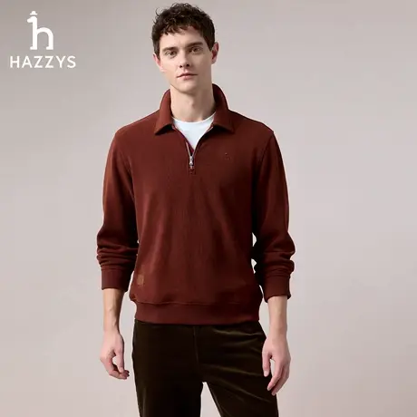 【商场同款】HAZZYS哈吉斯2025秋季新品男装休闲长袖衫领卫衣上衣图片