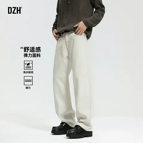男生弹力牛仔裤男秋冬款美式潮牌2025新款休闲长裤百搭白色老爹裤商品大图