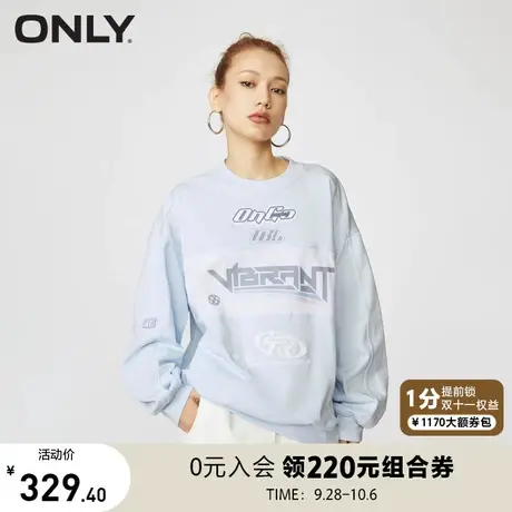 【买4免1】ONLY奥莱秋季新款时尚慵懒宽松长袖圆领印花卫衣女商品大图