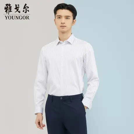 雅戈尔奥莱 商场同款男士长袖衬衫秋季新款官方商务休闲免烫衬衫商品大图