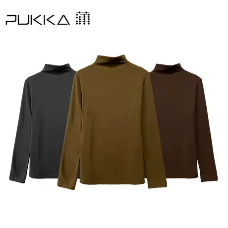 蒲PUKKA 半高领无缝加厚针织打底衫女2023秋冬修身长袖基础毛衫图片