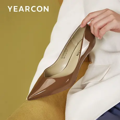 意尔康细跟简约高跟鞋女气质2024春季新款法式黑色尖头浅口单鞋图片