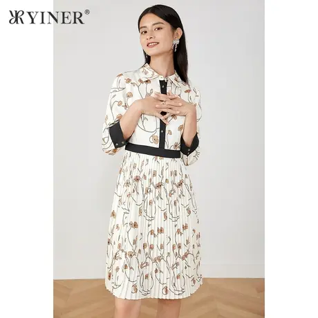 YINER音儿奥莱女装秋季七分袖中长款连衣裙图片