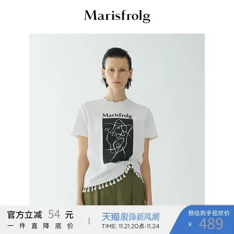 【商场同款】玛丝菲尔女装秋季新款花稿宽松T恤A1AY30167商品大图